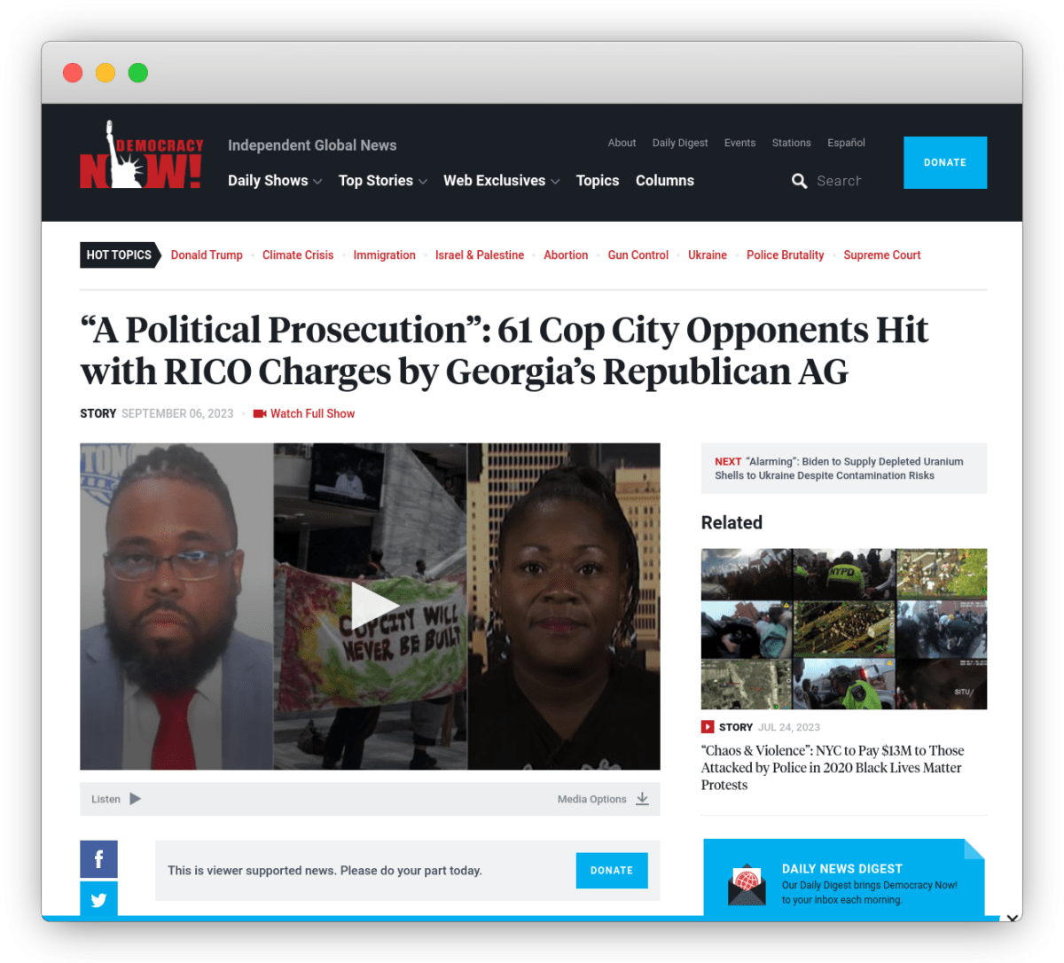 Interview on Democracy Now